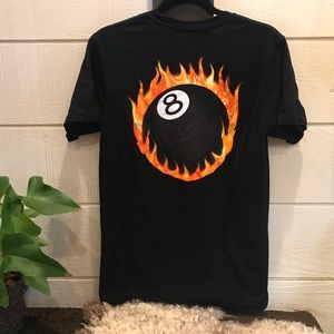 Stussy flaming 8ball tee